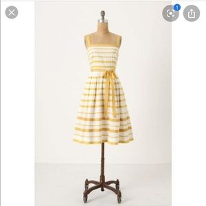 Anthropologie Yellow and White Stripes Dress 8